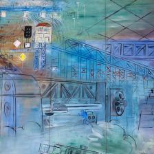 Raoul Dufy (1877-1953). "La fée électricité", détail : le viaduc de Tolbiac et le delta de voies ferrées. Huile sur contreplaqué, 1937. Paris, musée d'Art moderne. © Eric Emo / Musée d'Art Moderne / Roger-Viollet