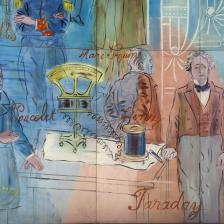 Raoul Dufy (1877-1953). "La fée électricité", détail : les savants. Huile sur contreplaqué, 1937. Paris, musée d'Art moderne. © Eric Emo / Musée d'Art Moderne / Roger-Viollet © ADAGP