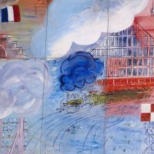 Raoul Dufy (1877-1953). "La fée électricité", détail : la gare Saint-Lazare. Huile sur contreplaqué, 1937. Paris, musée d'Art moderne. © Eric Emo / Musée d'Art Moderne / Roger-Viollet © ADAGP