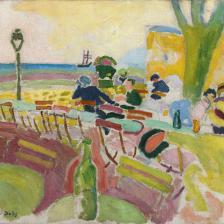 Raoul Dufy (1877-1953). "La terrasse sur la plage". Huile sur toile. 1907. Paris, musée d'Art moderne.  © Musée d'Art Moderne / Roger-Viollet © ADAGP