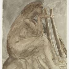 Antoine Bourdelle (1861-1929). "Sapho grande lyre". Plume et encre brune, aquarelle sur papier vélin. Paris, musée Bourdelle.  © Musée Bourdelle / Roger-Viollet 