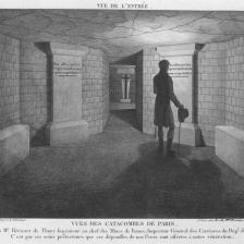 Cloquet. "Vue des Catacombes de Paris : vue de l'entrée". Paris, musée Carnavalet.  © Musée Carnavalet / Roger-Viollet