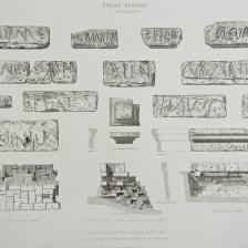 Issus de d’Albert Lenoir, Statistique monumentale de Paris, relevé des inscriptions de blocs découverts en (1947) interprétés comme venant des Arènes, 1867. © Musée Carnavalet / Gérard Leyris