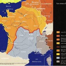 Carte des zones d’occupation  © Musée du Général Leclerc de Hauteclocque et de la Libération de Paris/Musée Jean Moulin (Paris Musées) 