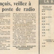 Tracts de la résistance extérieure : les horaires d’écoute de la B.B.C.  © Musée du Général Leclerc de Hauteclocque et de la Libération de Paris/Musée Jean Moulin (Paris Musées) 