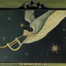 Victor Hugo (1802-1885). "L'ange musicien Harmonia". Panneau de bois incisé et peint, 1864. Paris, Maison de Victor Hugo. © Maisons de Victor Hugo / Roger-Viollet 