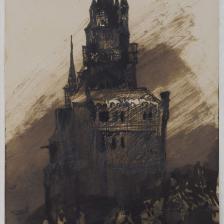 Victor Hugo (1802-1885). "Donjon". Plume et lavis d'encre brune, encre noire, sur feuille de papier vélin, 1865. Paris, Maison de Victor Hugo.  © Maisons de Victor Hugo / Roger-Viollet 