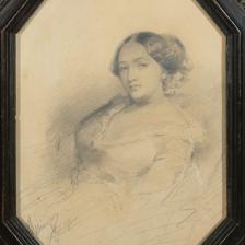 Jean-Baptiste Clésinger dit Auguste, "Portrait de Madame Clésinger, née Solange Dudevant (1828-1899), fille de George Sand", crayon, 1849. Paris, musée de la Vie romantique. © Musée de la Vie Romantique / Roger-Viollet 