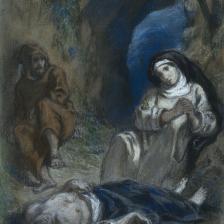 Eugène Delacroix (1798-1863). "Esquisse pour la dernière scène de Lélia". Pastel. Paris, musée de la Vie romantique.  © Musée de la Vie Romantique / Roger-Viollet 