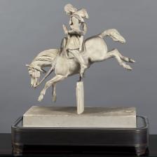 Marie d'Orléans (Marie Christine Caroline Adélaïde Françoise Léopoldine d'Orléans, dite Marie d'Orléans, 1813-1839 ), sculpteur. Cavalier sautant une palissade (La chasse au faucon). Plâtre. Vers 1835-1838. Paris, musée de la Vie Romantique. © Musée de la Vie Romantique / Roger-Viollet